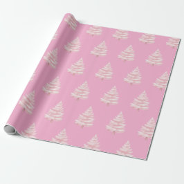 Chic Pink Christmas Trees Geschenkpapier