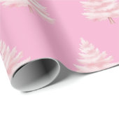 Chic Pink Christmas Trees Geschenkpapier (Rolleneckpunkt)