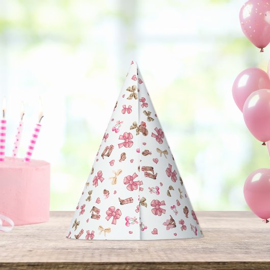 Chic Pink Coquette Cowgirl Bows Boots Muster Partyhütchen