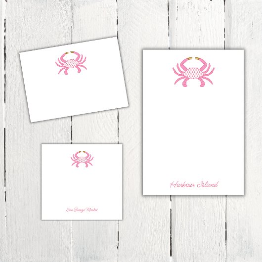 Chic Pink Crab | Coastal Sticky Notees Post-it Klebezettel