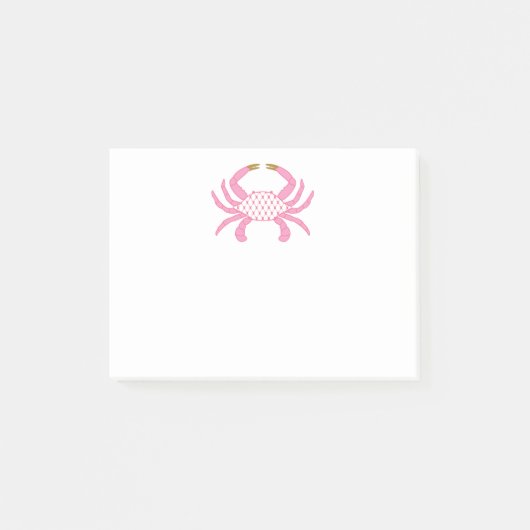 Chic Pink Crab | Coastal Sticky Notees Post-it Klebezettel (Vorderseite)