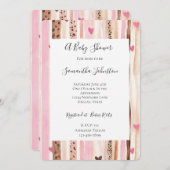 Chic Pink Cream Leopard Animal Stripes Baby Dusche Einladung (Vorne/Hinten)