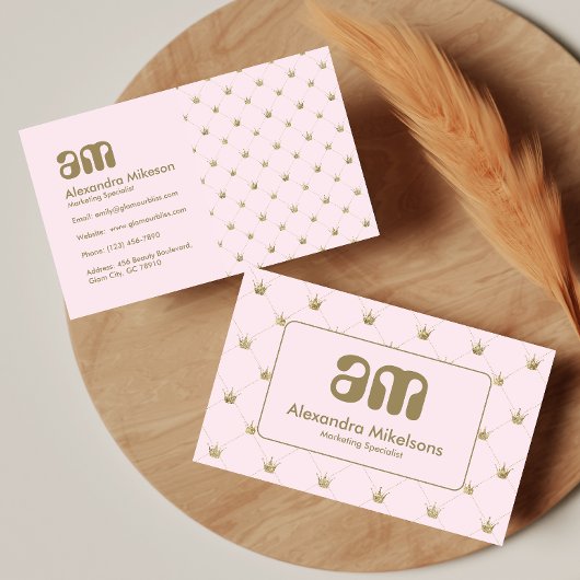 Chic Pink Crown Luxury Visitenkarte