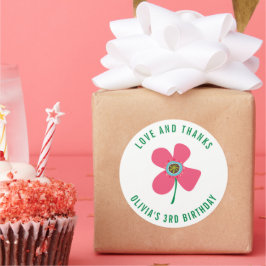 Chic Pink Daisy Pop Girls Geburtstagsparty Gefalle Runder Aufkleber