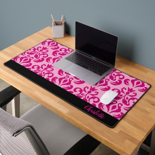 Chic Pink Damask Desk Mat Schreibtischunterlage (Büro 2)