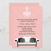 Chic Pink Damask Muster Einladung (Vorne/Hinten)