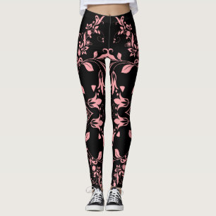 Chic Pink Damask Muster Women's Workout Leggings