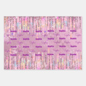 Chic pink Damask tropfen Einhorn Glitzer Geschenkpapier Set (Vorderseite 2)