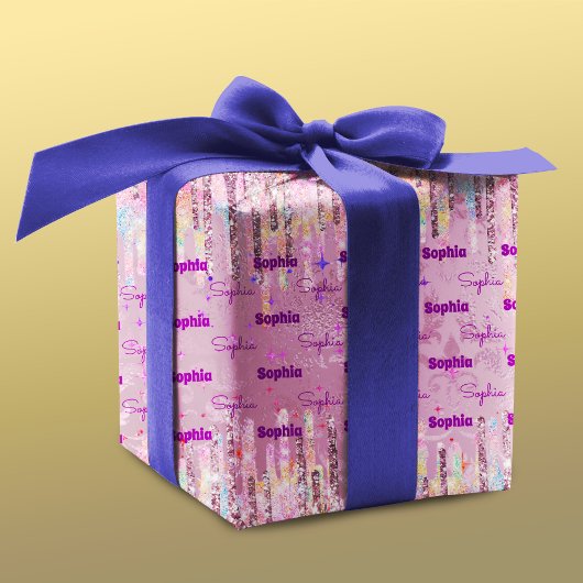 Chic pink Damask tropfen Einhorn Glitzer Geschenkpapier Set