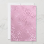 Chic pink Damask tropfen Einhorn Glitzer Monogramm Einladung (Rückseite)