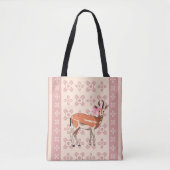 Chic Pink Doe-patterned Christmas Tasche (Vorderseite)