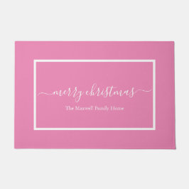 Chic pink Drehbuch Familienname Merry Christmas  Fußmatte