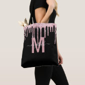 Chic Pink Drift Glitzer Monogram Name Tasche (Von Nahem)
