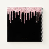 Chic Pink Dripping Glitzer Monogram Sketch Notizblock (Rückseite)