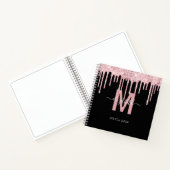 Chic Pink Dripping Glitzer Monogram Sketch Notizblock (Innenseite)