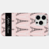 Chic Pink Eiffel Tower Pattern Case-Mate iPhone Hülle (Rückseite (Horizontal))