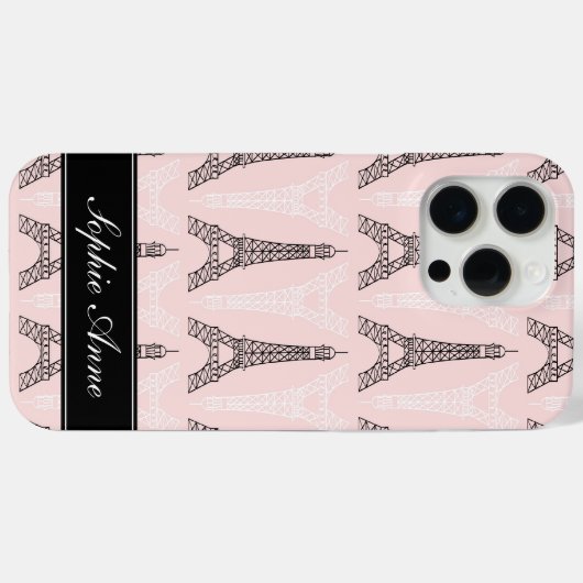 Chic Pink Eiffel Tower Pattern Case-Mate iPhone Hülle (Rückseite (Horizontal))