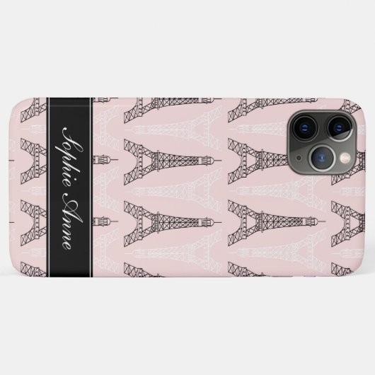 Chic Pink Eiffelturm-Muster Case-Mate iPhone Hülle (Rückseite (Horizontal))