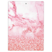 Chic Pink Elegante Rose Gold Glitzer Marmor Klemmbrett (Rückseite)