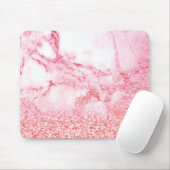 Chic Pink Elegante Rose Gold Glitzer Marmor Mousepad (Mit Mouse)