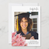 Chic Pink Feather Graduation Party Einladung (Rückseite)