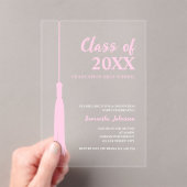 Chic Pink Feminine 2025 Grad Tassel Abschluss Acryleinladungen (Insitu (Handheld))