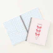 Chic Pink Feminine Red Bows Coquette Name Notizblock (Innenseite)