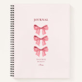 Chic Pink Feminine Red Bows Coquette Name Notizblock (Vorderseite)