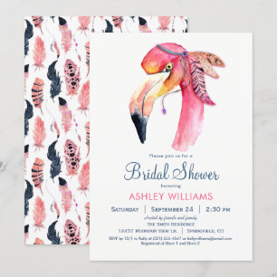 Chic Pink Flamingo Bridal Dusche Einladung