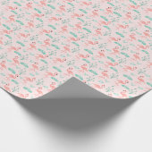 Chic Pink Flamingo Wrapping Paper Geschenkpapier (Ecke)