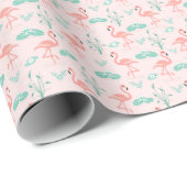 Chic Pink Flamingo Wrapping Paper Geschenkpapier (Rolleneckpunkt)