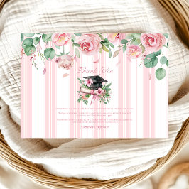 Chic Pink Floral Abschluss Dankeskarte