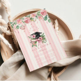 Chic Pink Floral Abschluss Einladung