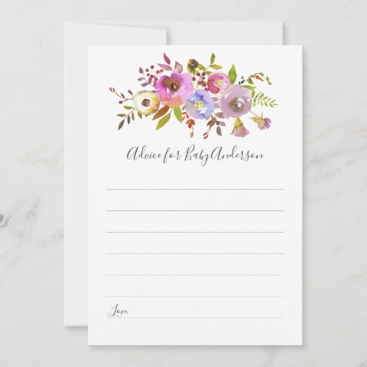 Chic Pink Floral Advice for baby Dusche Game Einladung (Vorderseite)