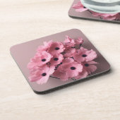 Chic pink floral Aquarell Bridal Getränkeuntersetzer (Linke Seite)