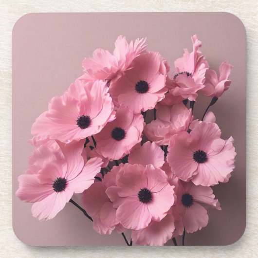Chic pink floral Aquarell Bridal Getränkeuntersetzer (Vorderseite)