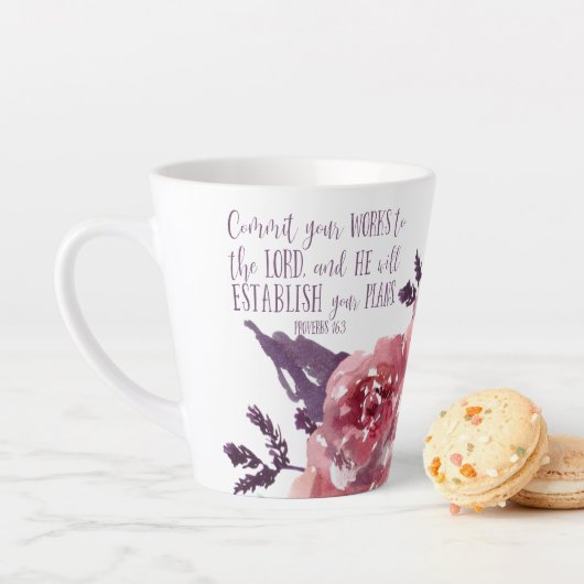 Chic Pink Floral Bible Verse Typografie Milchtasse (Beispiel)