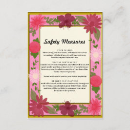 Chic Pink Floral Botanische Sicherheitsmaßnahmen Begleitkarte