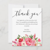 Chic Pink Floral Brautparty Dankeskarte (Vorderseite)
