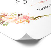 Chic Pink Floral Gold Gastgeschenk Hochzeit Sign Poster (Ecke)