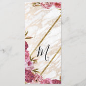 Chic Pink Floral Gold Marmor Hochzeitsprogramme Programm (Rückseite)