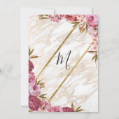 Chic Pink Floral Gold Marmor Süß 16 Einladung (Rückseite)