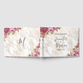 Chic Pink Floral Gold Marmor Wedding Gästebuch (Voll)