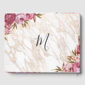 Chic Pink Floral Gold Marmor Wedding Gästebuch (Rückseite)