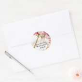 Chic Pink Floral Gold Marmor Wedding Stickers (Umschlag)
