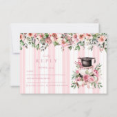 Chic Pink Floral Graduation Party RSVP Karte (Vorderseite)