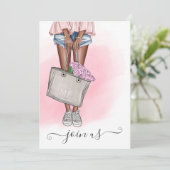 Chic Pink Floral Junggeselinnen-Abschied Monogram Einladung (Stehend Vorderseite)