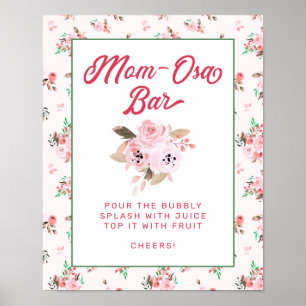 Chic Pink Floral Mama-Osa Bar Baby Duschzeichen Poster
