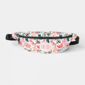 Chic Pink Floral Mit Monogramm Bauchtasche (Vorderseite)