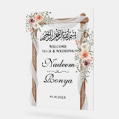 Chic Pink Floral muslimisches arabisches Party Acrylschild (Winkel)